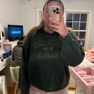 American Eagle Outfitters Dark Green Graphic Hoodie